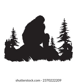 Bigfoot silhouette t shirt design. Vector illustration.