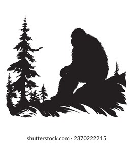 Bigfoot silhouette t shirt design. Vector illustration.