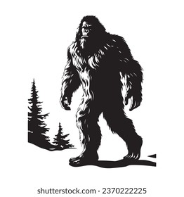 Bigfoot silhouette t shirt design. Vector illustration.