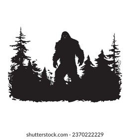 Bigfoot silhouette t shirt design. Vector illustration.