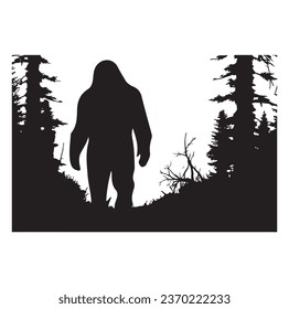 Bigfoot silhouette t shirt design. Vector illustration.