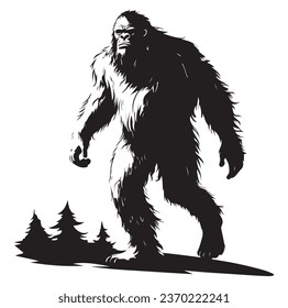 Bigfoot silhouette t shirt design. Vector illustration.