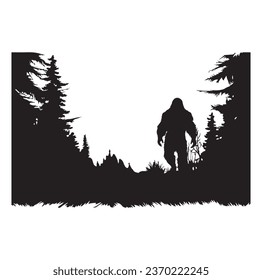 Bigfoot silhouette t shirt design. Vector illustration.