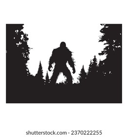 Bigfoot silhouette t shirt design. Vector illustration.