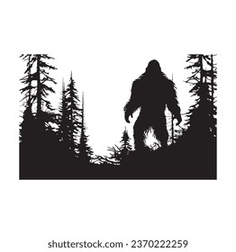 Bigfoot Silhouette t Shirt Design. Vektorgrafik.