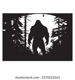 Bigfoot silhouette t shirt design. Vector illustration.