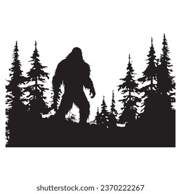 Bigfoot silhouette t shirt design. Vector illustration.