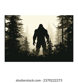 Bigfoot silhouette t shirt design. Vector illustration.