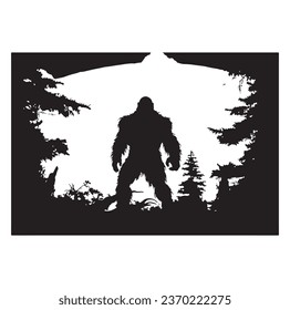 Bigfoot silhouette t shirt design. Vector illustration.