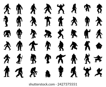 Bigfoot silhouette vector art white background