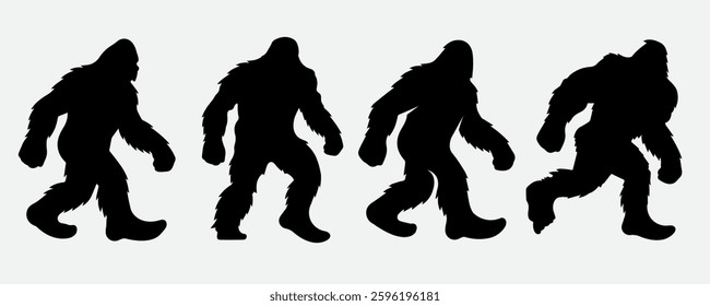 Bigfoot Silhouette Vector, Cryptid Sasquatch Illustration, Legendary Monster Graphic, Mythical Creature Design, Mysterious Woodland Beast Artwork, Paranormal Fantasy Creature, Horror Mystery Art