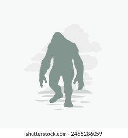 bigfoot silhouette. Vector illustration. hand drawn. black silhouette of bigfoot. Bigfoot illustration.