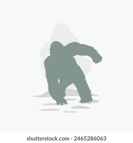 bigfoot silhouette. Vector illustration. hand drawn. black silhouette of bigfoot. Bigfoot illustration.