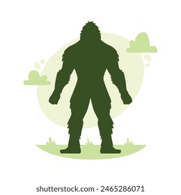 silueta de pie grande. Ilustración vectorial. dibujado a mano. silueta negra de pie grande. Ilustración de Bigfoot.