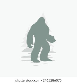 bigfoot silhouette. Vector illustration. hand drawn. black silhouette of bigfoot. Bigfoot illustration.