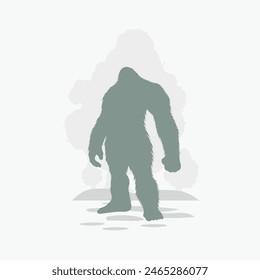 bigfoot silhouette. Vector illustration. hand drawn. black silhouette of bigfoot. Bigfoot illustration.