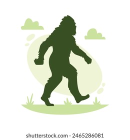 silueta de pie grande. Ilustración vectorial. dibujado a mano. silueta negra de pie grande. Ilustración de Bigfoot.