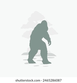 silueta de pie grande. Ilustración vectorial. dibujado a mano. silueta negra de pie grande. Ilustración de Bigfoot.