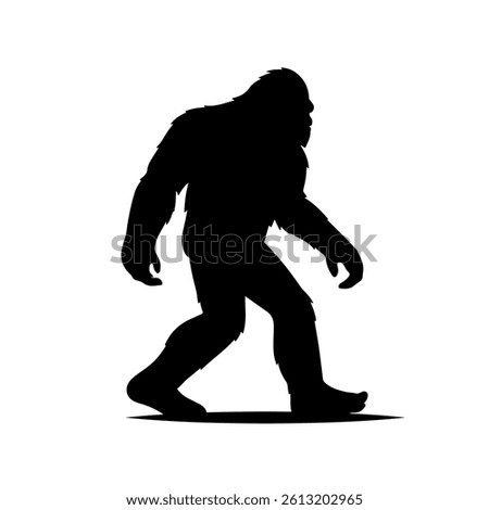 Bigfoot Silhouette Vector Sasquatch Walking in Forest Style Design