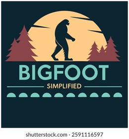 Bigfoot Simplified T-Shirt - Minimalist Cryptid and Nature Graphic