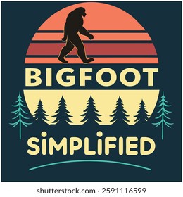 Bigfoot Simplified T-Shirt - Minimalist Cryptid and Nature Graphic