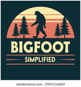 Bigfoot Simplified T-Shirt - Minimalist Cryptid and Nature Graphic