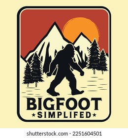 Bigfoot Sports Player Emblem Patch Logo Poster Label Vector Illustration Retro Vintage Badge Sticker And T-shirt Design