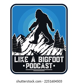 Bigfoot Sports Player Emblem Patch Logo Poster Label Vector Illustration Retro Vintage Badge Sticker And T-shirt Design