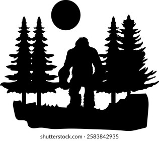 bigfoot standing in forest cut out eps, digital download,good quality.