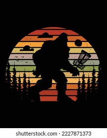 Bigfoot In A Sunset Vector Graphic Illustration