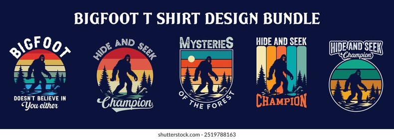 
Bigfoot T Shirt Design bundle sasquatch vintage t-shirt design vector image Bigfoot Silhouette 