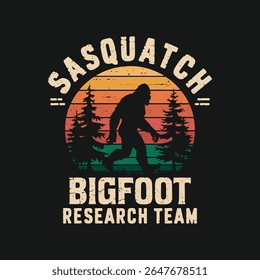 design de camisa de pé grande, Sasquatch bigfoot equipe de pesquisa t shirt design