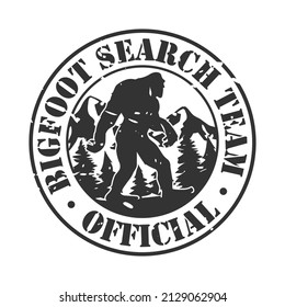 Bigfoot Team  Illustration Clip Art Design Shape. Yeti Search Official Silhouette Icon Vector.