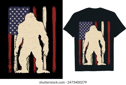 bigfoot t-shirt design.usa freedom day. 
