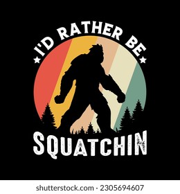 Bigfoot t-shirt design, Bigfoot silhouette retro sunset vector illustration