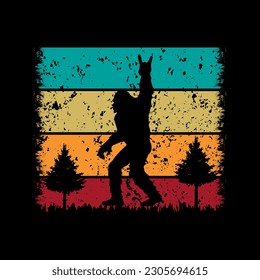 Bigfoot t-shirt design, Bigfoot silhouette retro sunset vector illustration