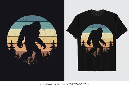 Bigfoot t-shirt design vector retro vintage style Funny Sasquatch 
Official Bigfoot research team adventure 