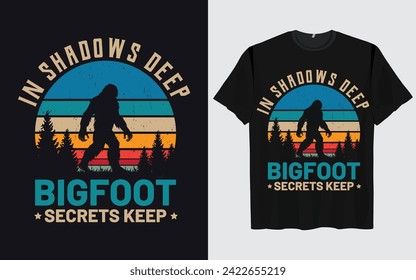 Bigfoot t-shirt design vector retro vintage style Funny Sasquatch 
Official Bigfoot research team adventure 