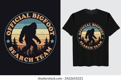 Bigfoot t-shirt design vector retro vintage style Funny Sasquatch 
Official Bigfoot research team adventure 