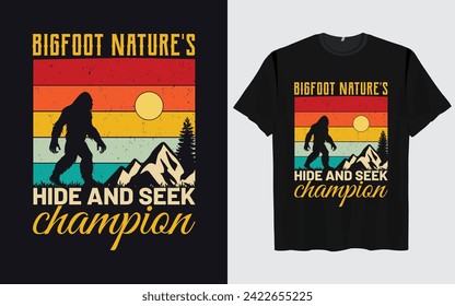 Bigfoot t-shirt design vector retro vintage style Funny Sasquatch 
Official Bigfoot research team adventure 