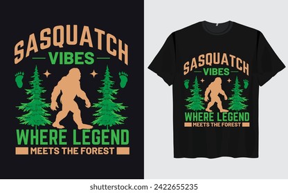 Bigfoot t-shirt design vector retro vintage style Funny Sasquatch 
Official Bigfoot research team adventure 