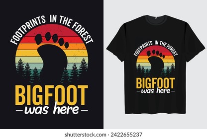 Bigfoot t-shirt design vector retro vintage style Funny Sasquatch 
Official Bigfoot research team adventure 