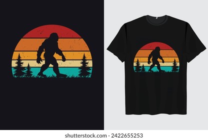 Bigfoot t-shirt design vector retro vintage style Funny Sasquatch 
Official Bigfoot research team adventure 