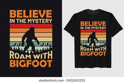 Bigfoot t-shirt design vector retro vintage style Funny Sasquatch 
Official Bigfoot research team adventure 