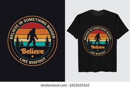 Bigfoot t-shirt design vector retro vintage style Funny Sasquatch 
Official Bigfoot research team adventure 