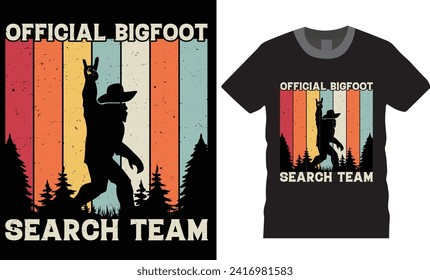 Bigfoot Typography T-shirt design vector print template. Bigfoot shirt and design, Bigfoot design ready for fashion poster banner vector cards.