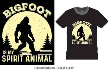 Bigfoot Typography T-shirt design vector print template. Bigfoot shirt and design, Bigfoot design ready for fashion poster banner vector cards.