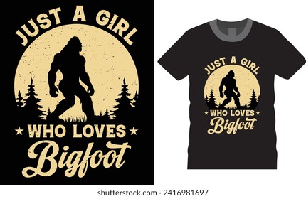 Bigfoot Typography T-shirt design vector print template. Bigfoot shirt and design, Bigfoot design ready for fashion poster banner vector cards.