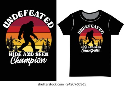 Bigfoot vector graphics retro vintage t shirt design. 