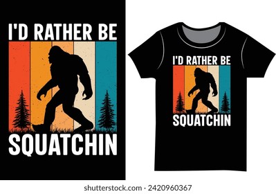 Bigfoot vector graphics retro vintage t shirt design. 